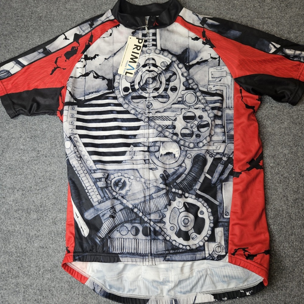 NWT Primal Mens Cycling Jersey Crankin Stein‎ Full Zip Shortsleeve Graphic Print